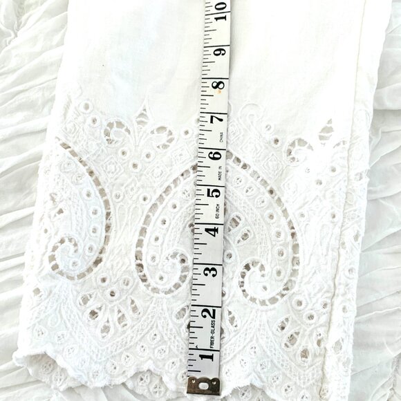 LINEN CHICO'S White Elaborate Eyelet Lace Bottom Pants - Picture 4 of 12
